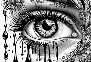 Eye melting with wax drips tattoo idea