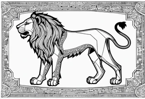 the outline of Iraqs map, inside it should be a Babylonian inspired lion tattoo idea