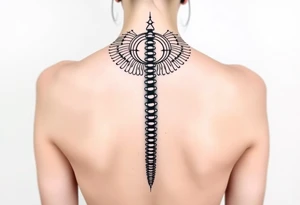 Spinal futuristic, full length, shoulders to lower back tattoo idea