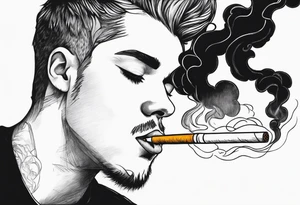 Draw me black smoke coming out of a cigarette tattoo idea