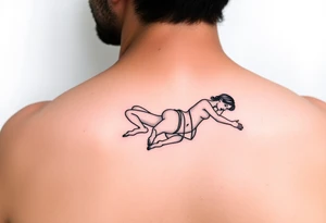 delicate small silhouette of woman lying on her side partially unclothed thin lines tattoo idea