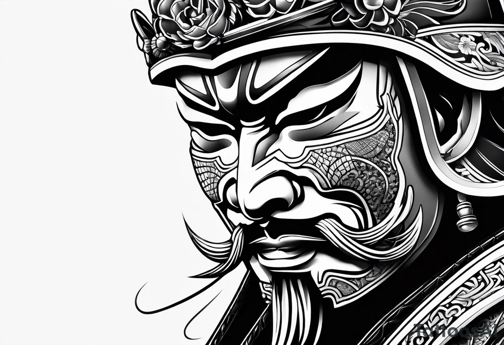 Japenese henya mask samurai tattoo idea