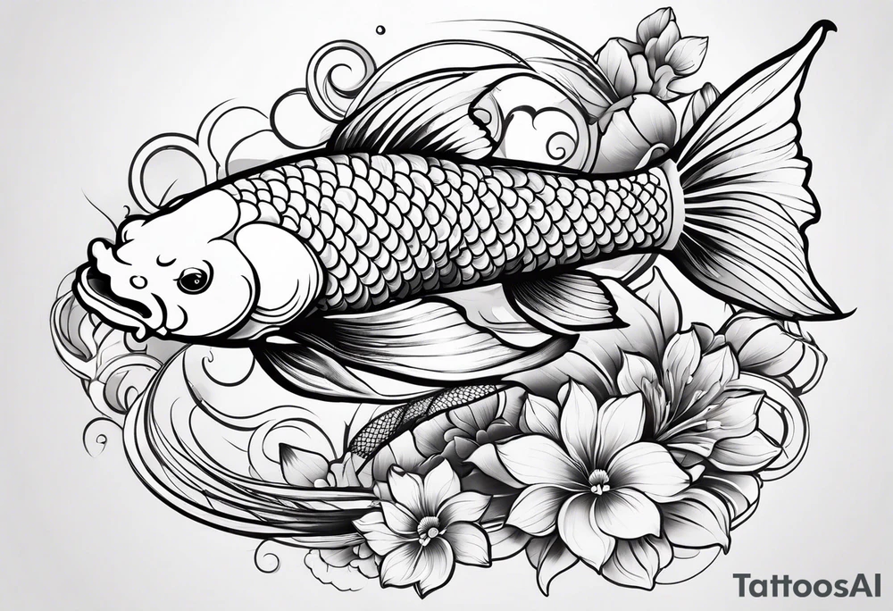 Koi fish with flower tattoo idea