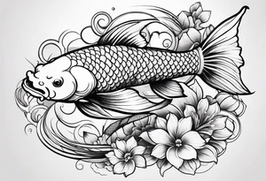 Koi fish with flower tattoo idea