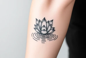 serene lotus flower emerging from sacred waters with ripples tattoo idea