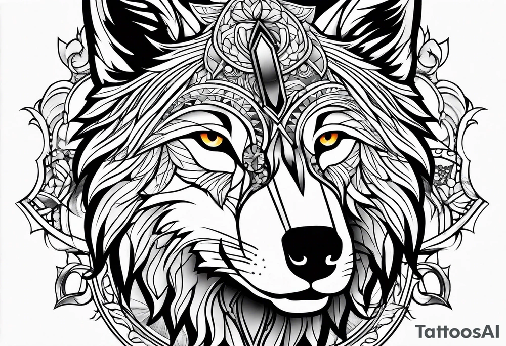 half wolf half eagle tattoo idea