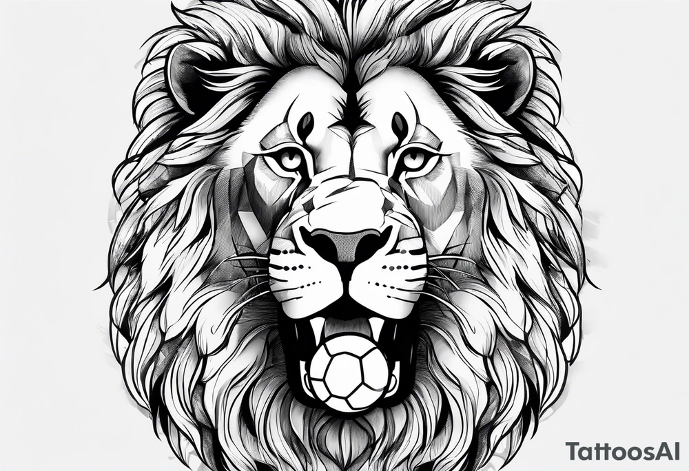 lion with football tattoo idea