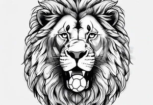 lion with football tattoo idea