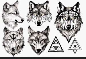 wolf head with a triangle on forehead tattoo idea