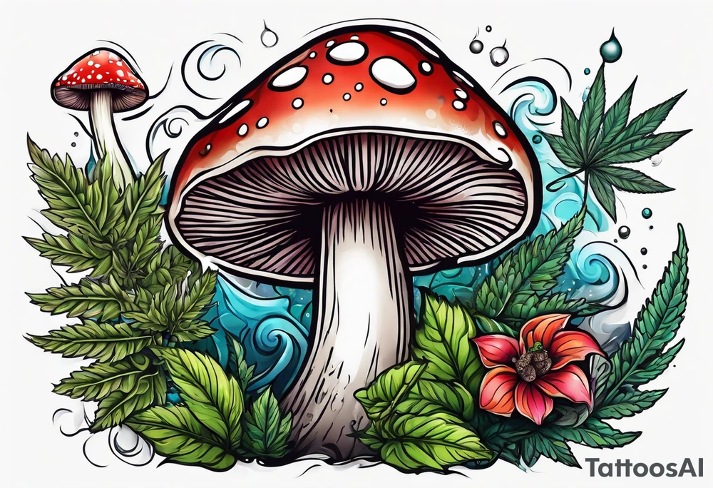 shroom and marijuana tattoo tattoo idea