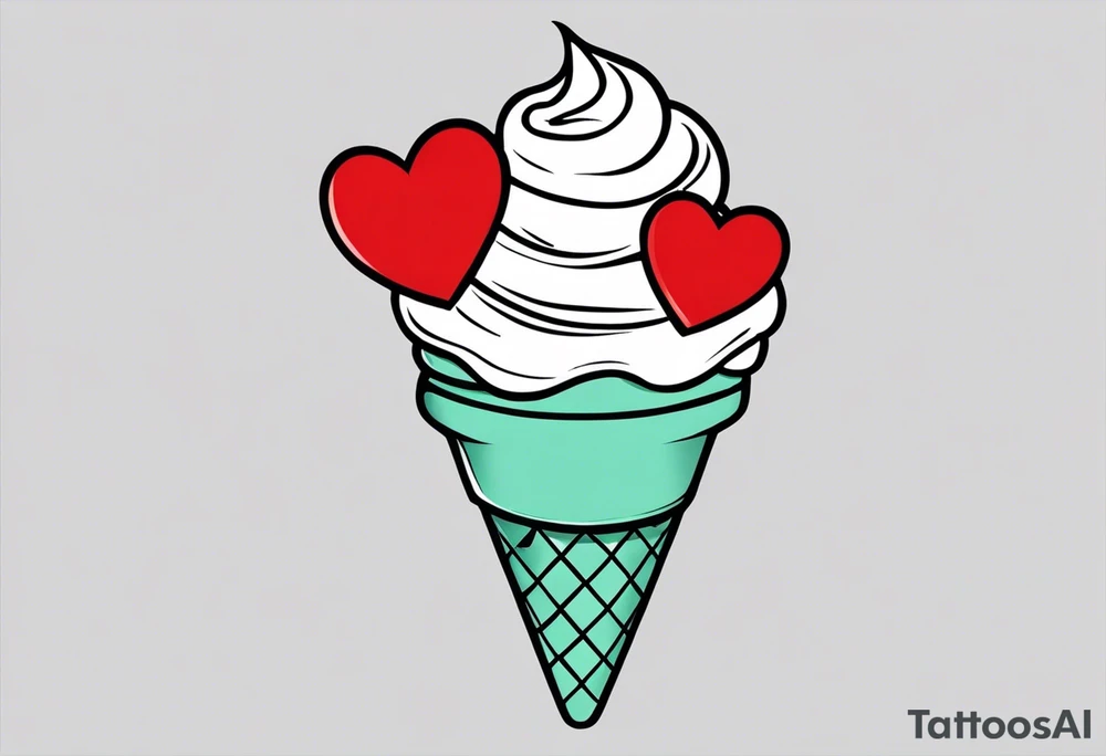 simple mint chocolate chip ice cream cone with small red heart on it somewhere. tattoo idea simple mint chocolate chip ice cream cone with small red heart on it somewhere. tattoo idea