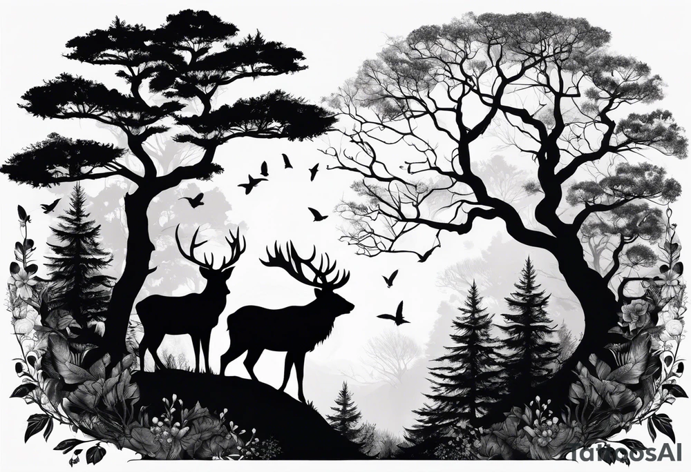 Bäume silhouette tattoo idea