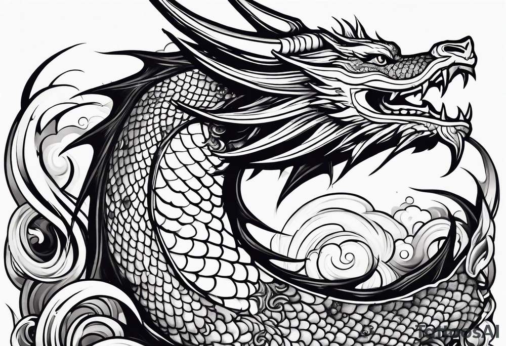 Dragon,fish tattoo idea