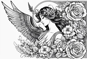 A mix of Greek and angel designs while including swallows. tattoo idea