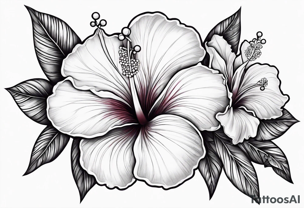 A pearl with hibiscus flowers tattoo idea