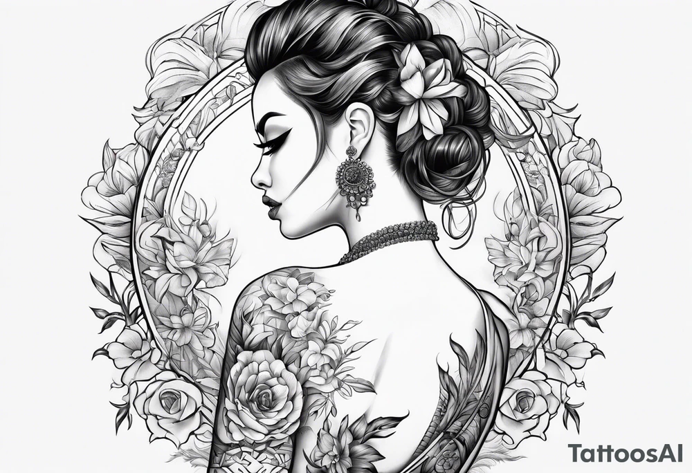 full back tattoo sketch for female tattoo idea