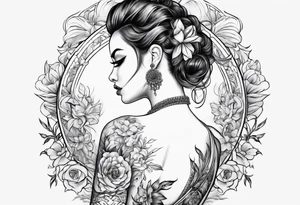 full back tattoo sketch for female tattoo idea