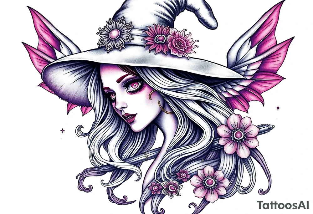 Beautiful witch tattoo idea