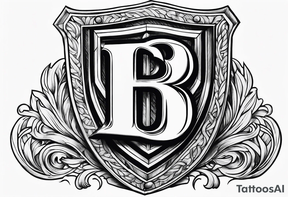 letter B on shield tattoo idea