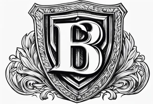 letter B on shield tattoo idea