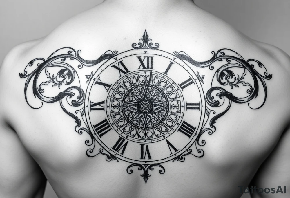 vintage roman numerals within ornate clockwork mechanism tattoo idea