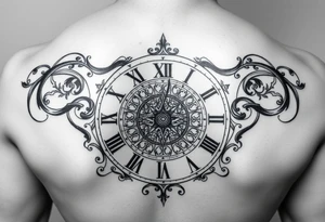 vintage roman numerals within ornate clockwork mechanism tattoo idea