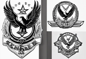 2023 Air Force symbol combined with the 2023 civil engineer symbol inside tattoo idea