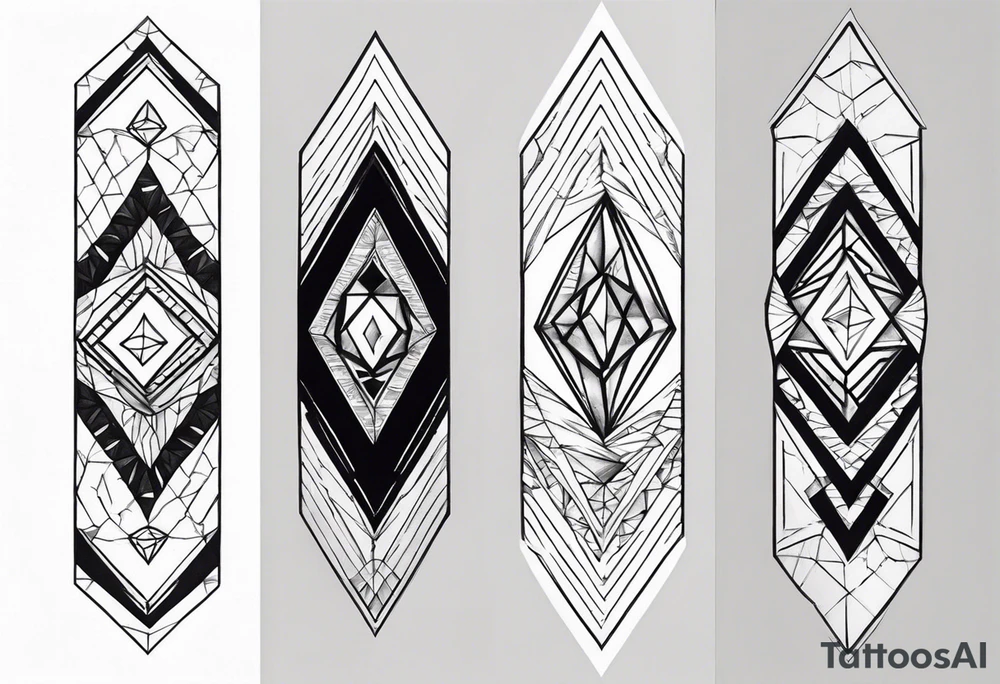 Sleeve on the forearm with a diamond in the middle tattoo idea