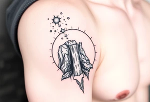 A solar system of stars that turn into a waterfall tattoo idea