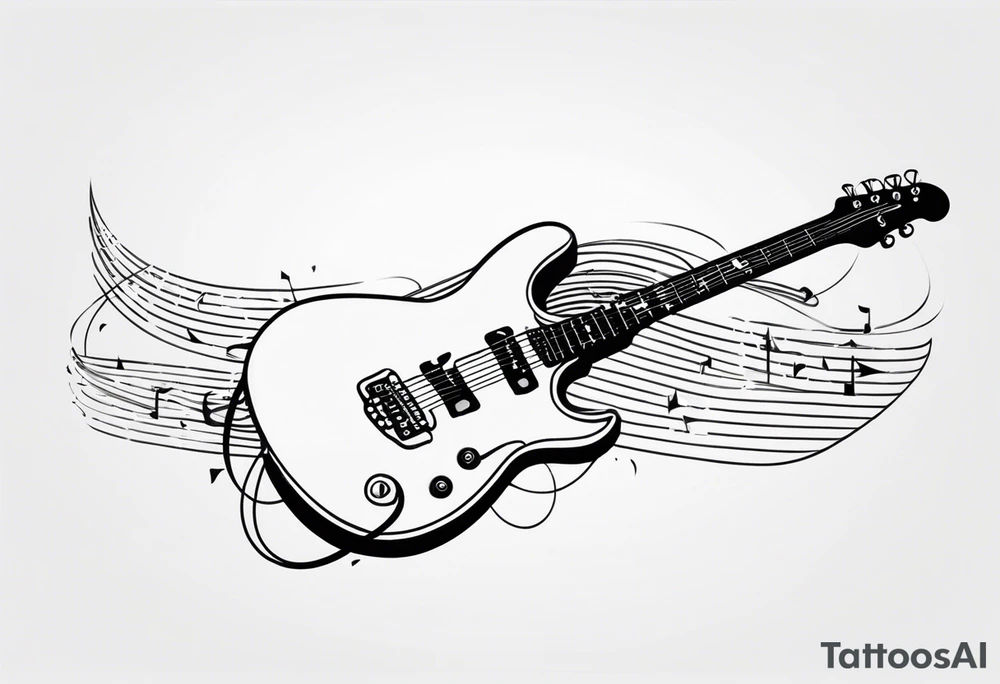 electric guitar with audio wave coming out of cable plug tattoo idea