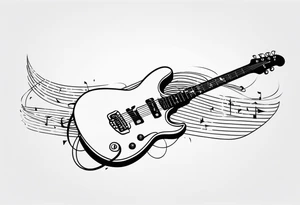 electric guitar with audio wave coming out of cable plug tattoo idea