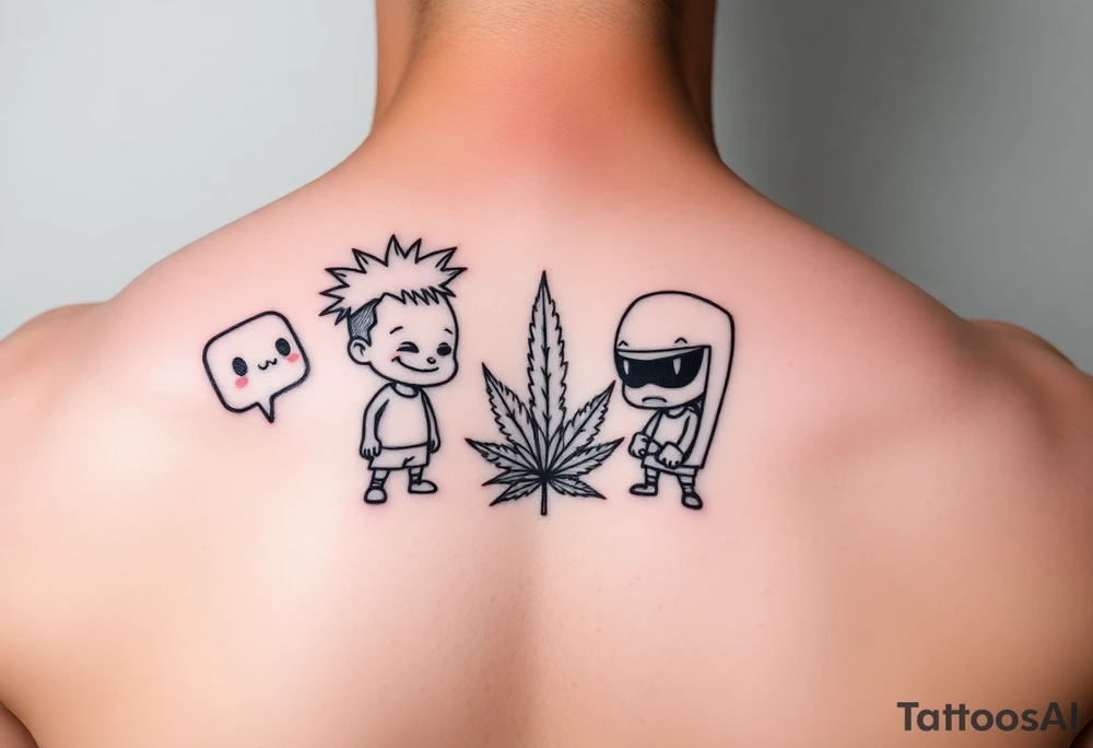 Cartoon characters high off weed tattoo idea