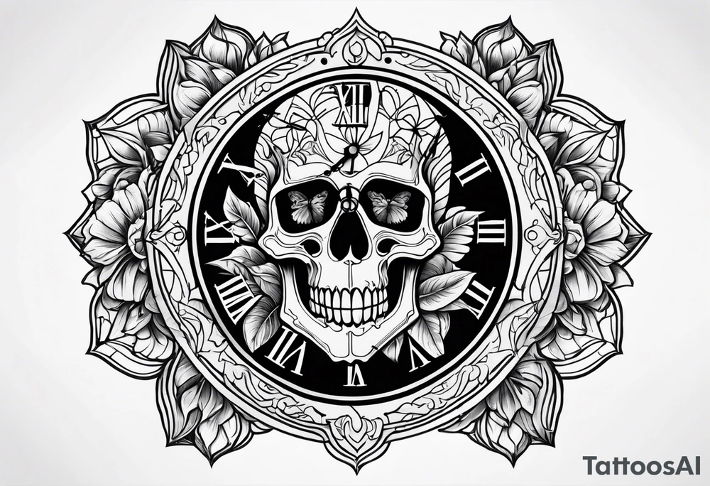 Grateful dead skull clock tattoo idea