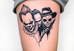 Pennywise, Freddy Krueger, Michael Meyers, and jason voorhees tattoo idea