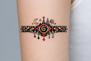 armband, abstract, geometric, full of color, tim burton tattoo idea