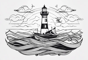 Leuchtturm 
Seil Bild 
Feuer 
Welle 
Schiff tattoo idea