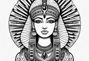 black and white Egyptian goddess Isis tattoo idea