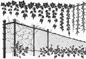 chain link fence with pointy ivy tattoo idea