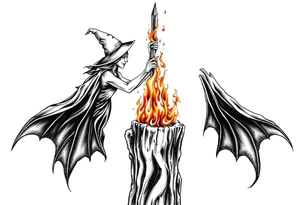 Witch burning alive on a stake tattoo idea