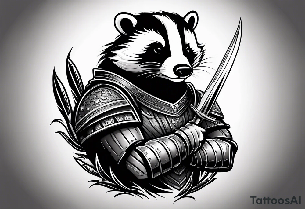 Draw me badger with aggressive full body, killer face with cute smile, very long nails and he attacks like a Turkish gladiator to enemy and also he has very deadly looking. The only weapon is his braveness he fights with his nails. tattoo idea