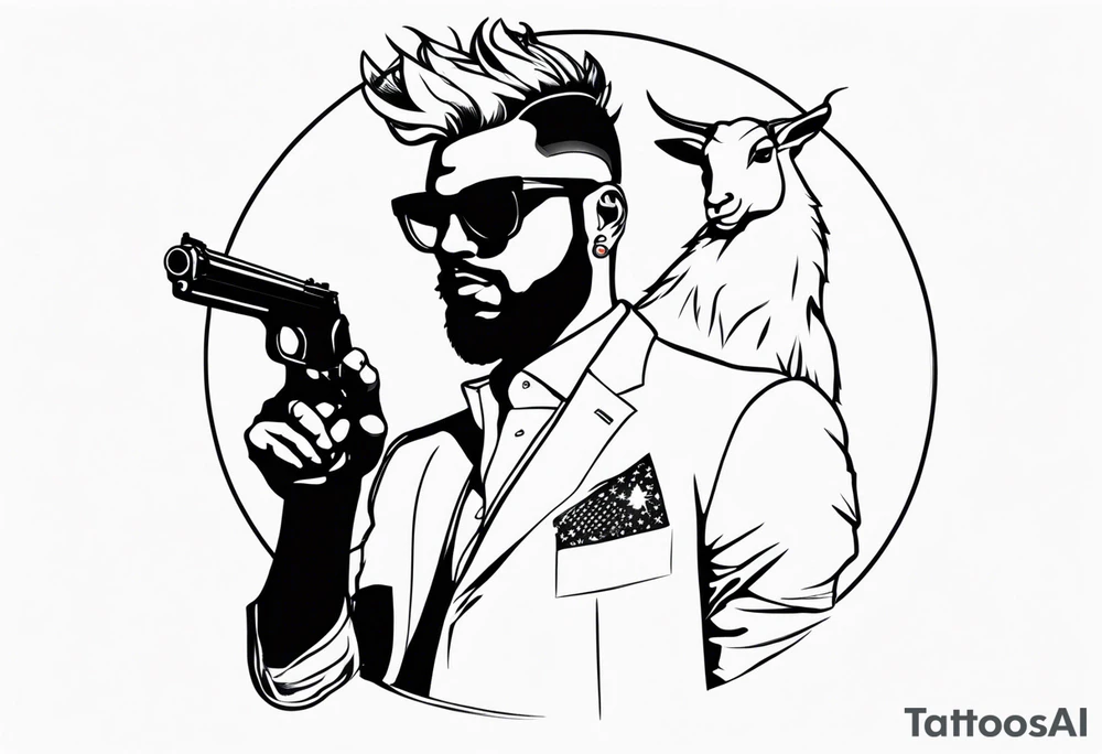 capricorn man with sunglasses and gun tattoo idea