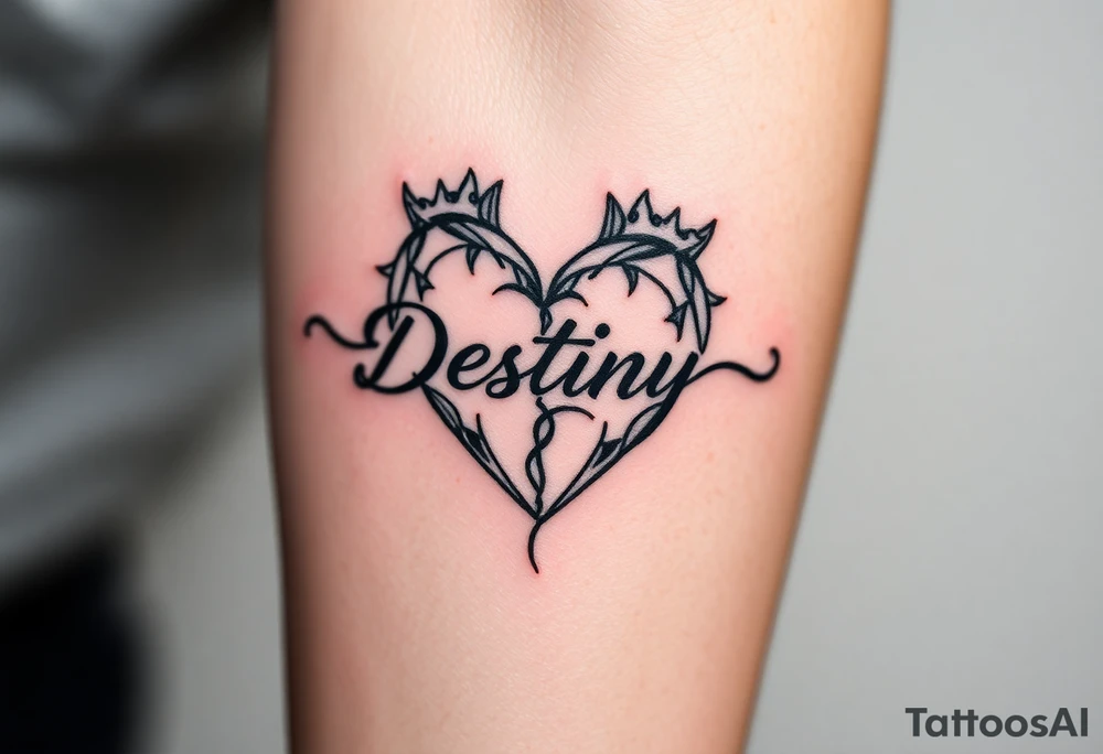 broken heart with destiny’s name tattoo idea