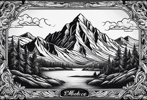 Mountain range on the blade of a chef knife. tattoo idea