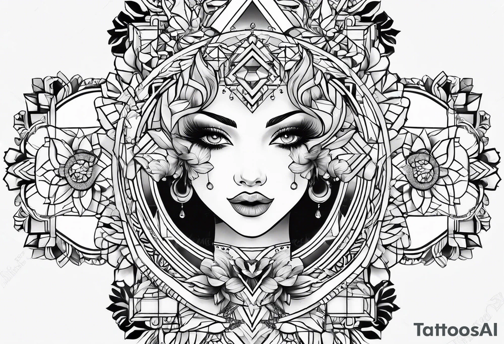 Girlie thigh art tattoo idea