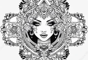 Girlie thigh art tattoo idea