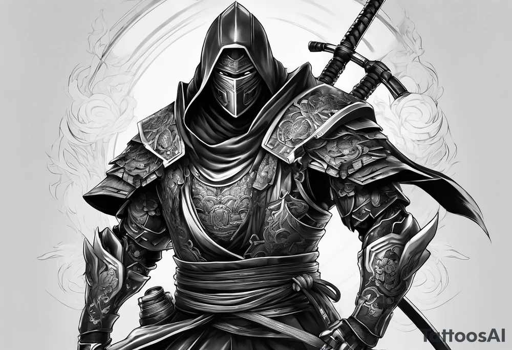 Male Modern robot ninja tattoo idea