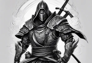 Male Modern robot ninja tattoo idea