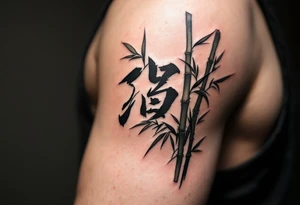和 (hé, “harmony”) in soft green is typically inked alongside bamboo to express peace and resilience. tattoo idea