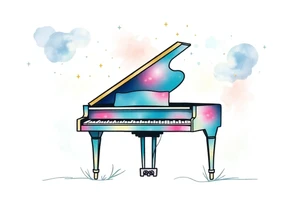 dreamy piano under the stars tattoo idea