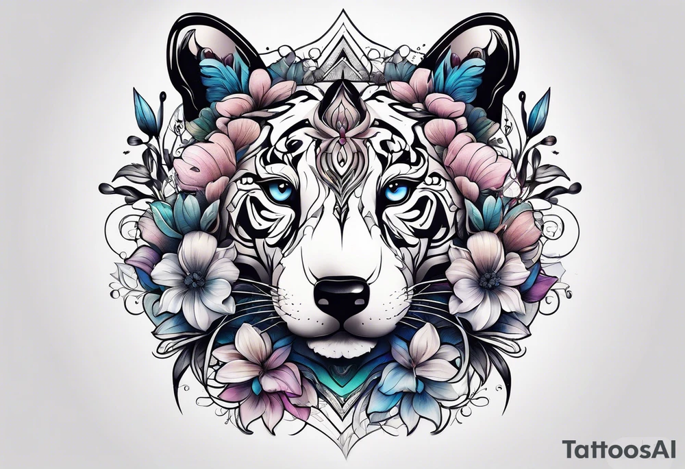 animal , flower tattoo idea